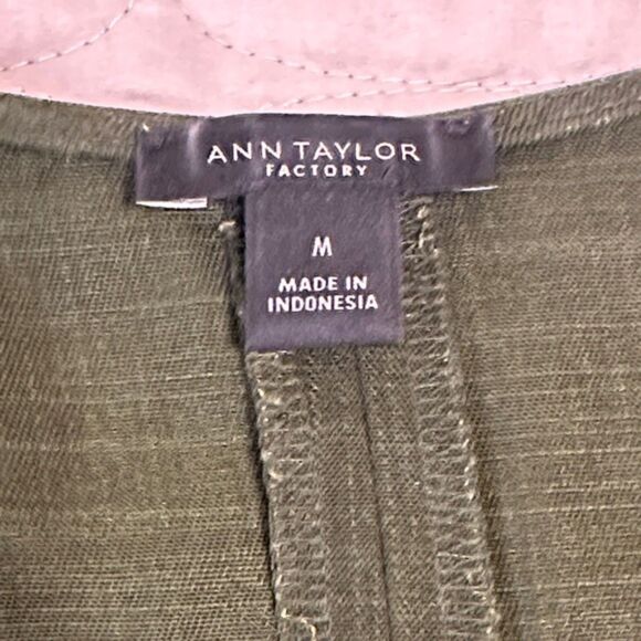 Ann Taylor Button Front Tie Waist Shirt Size M Drop Cuff Short Sleeve Lyocell - Picture 6 of 9